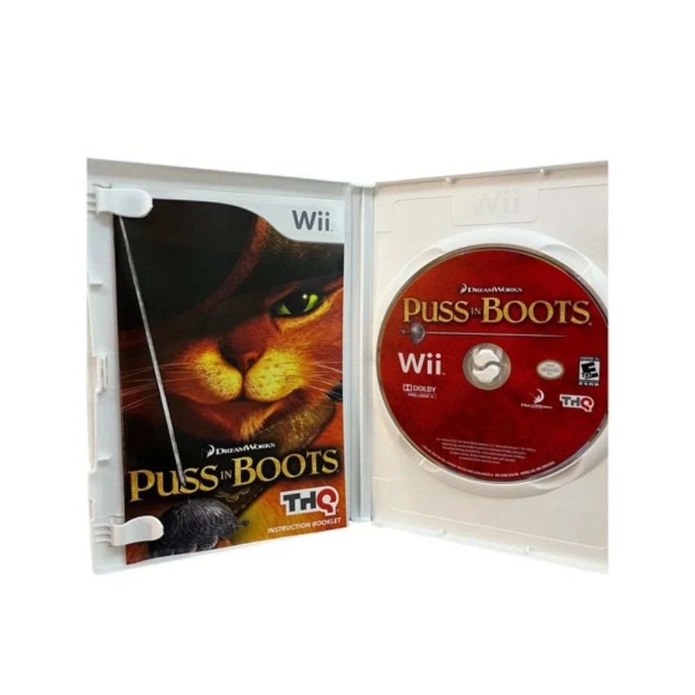 THQ Puss in‎ Boots Nintendo Wii NTSC Good Complete CIB Action Adventure